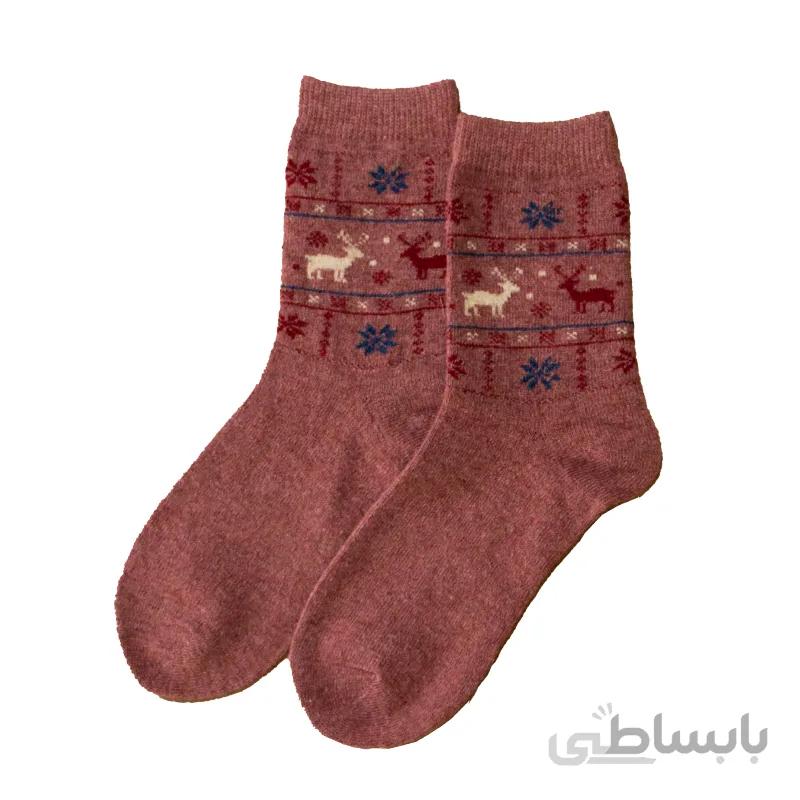 جوراب پشمی گلبهی