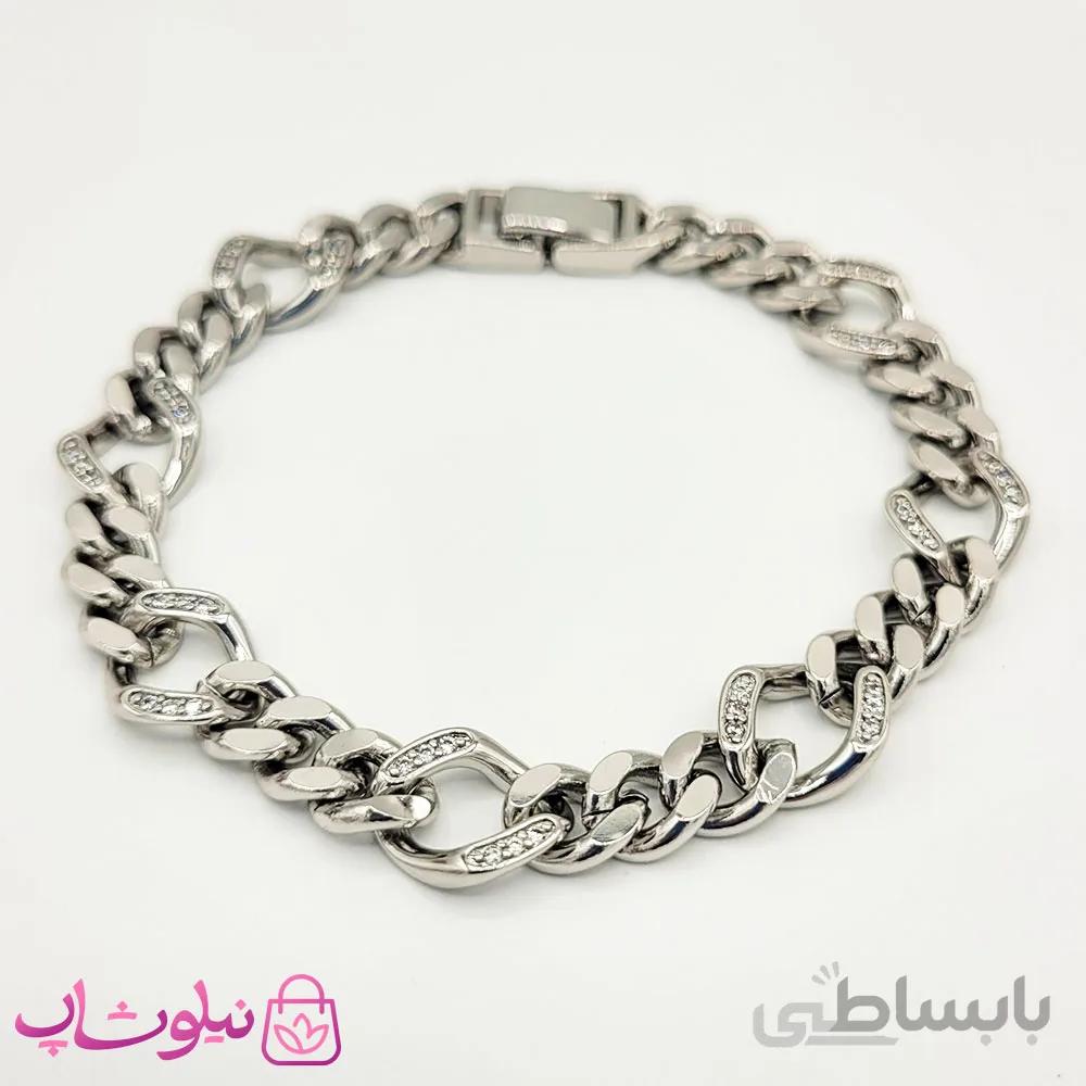 دستبند زنانه ژوپینگ طرح کارتیه نقره ای کد 1055-1