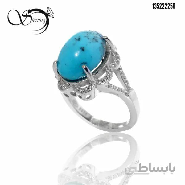 انگشتر نقره زنانه طرح فیروزه