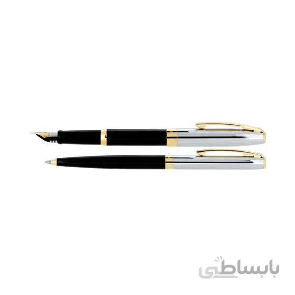 ست خودکار و خودنویس شیفر مدل Sagaris نیمه کروم براق مشکی گیره زرد