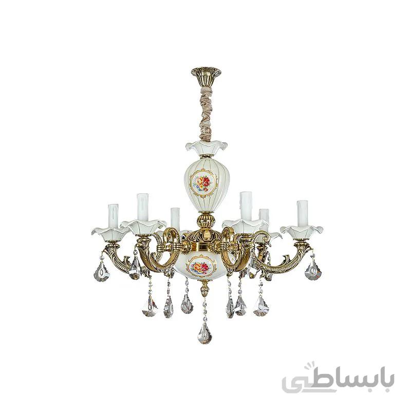 لوستر 6 شعله چشمه نور مدل C3311/6-WT-BO