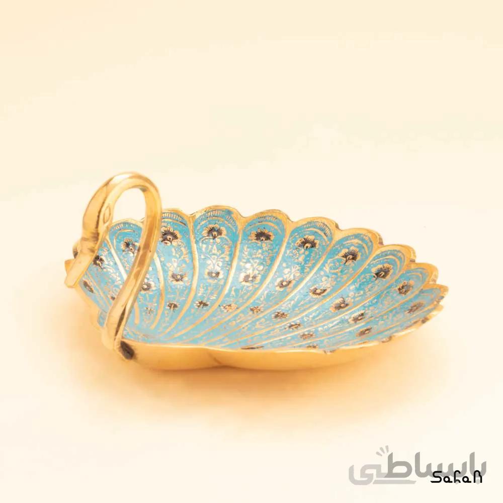 اردو خوری برنجی میناکاری مدل قو صدفی