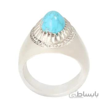 انگشتر نقره مردانه مدل سنگ فیروزه نیشابور رکاب دست ساز کد am_2064