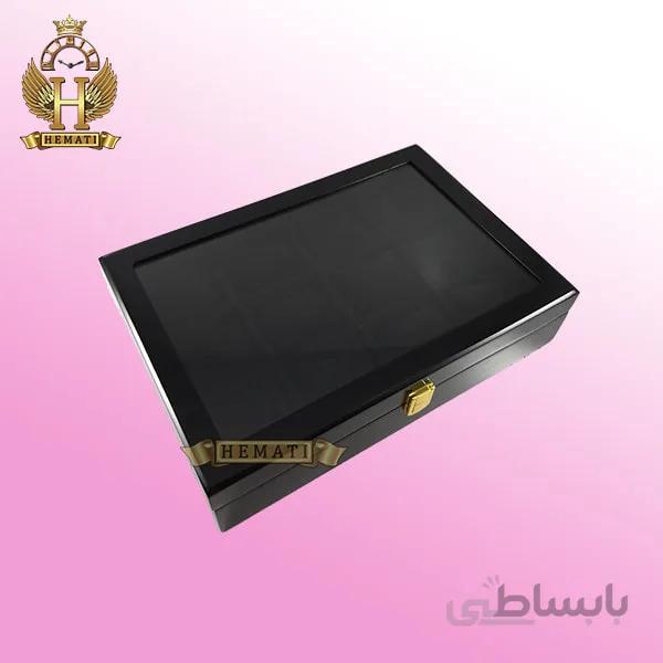 جعبه ساعت کلکسیونی چوبی ۱۲تایی رنگ مشکی box12113
