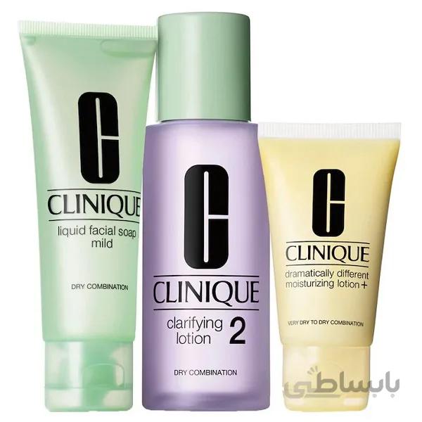 پک مراقبت روتین 3 مرحلهای پوست شماره 2 کلینیک | مخصوص پوست خشک و مختلط ا Clinique set 3-Step Skin Care Kit Skin Type 2 (Combination to Dry skin)