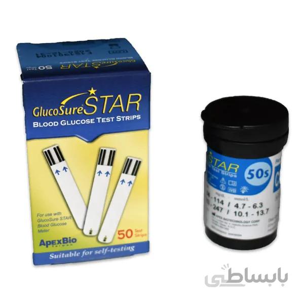نوار تست قندخون گلوکوشور استار Apex Bio ا Gluco Sure STAR Apex Bio Blood Sugar Test Strip