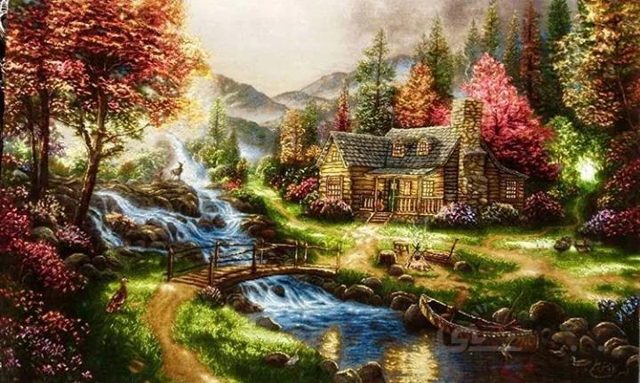 تابلو فرش برجسته دستبافت ابریشمی طرح منظره کد ۱۰۱۱۴۵