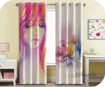 پرده چاپی طرح تابلو نقاشی چهره دختر - کد 639640
