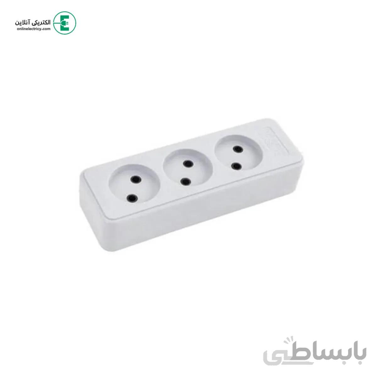 سه خانه بدون ارت بدون کلید با کابل 1/8 متری پارت الکتریک