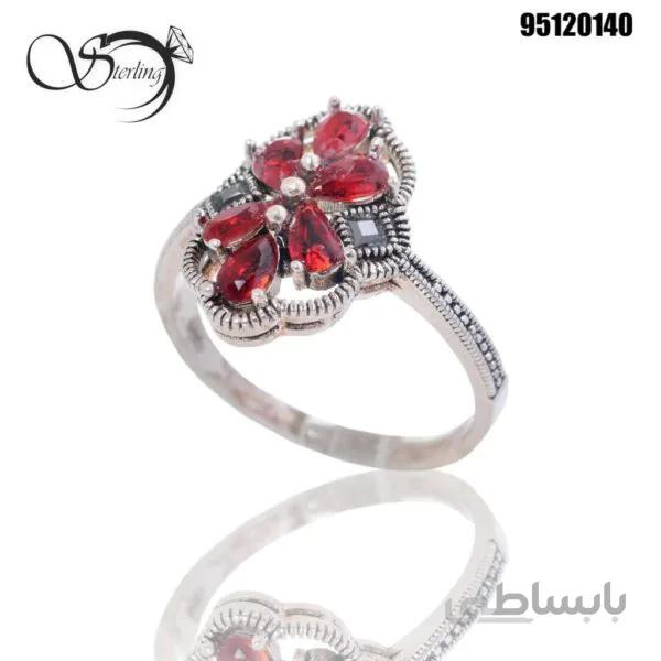انگشتر نقره زنانه یاقوت سرخ کد:۱۶۶۴