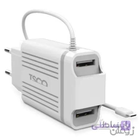 شارژر دیواری دو پورت تسکو مدل TTC 49 با کابل یکسره