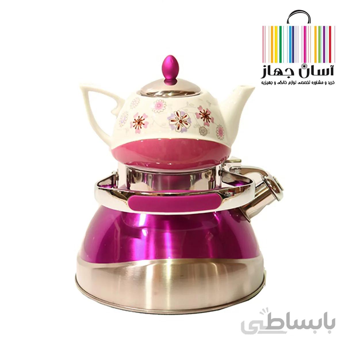 ست کتری قوری کف چدن سوت زن Flora رنگی
