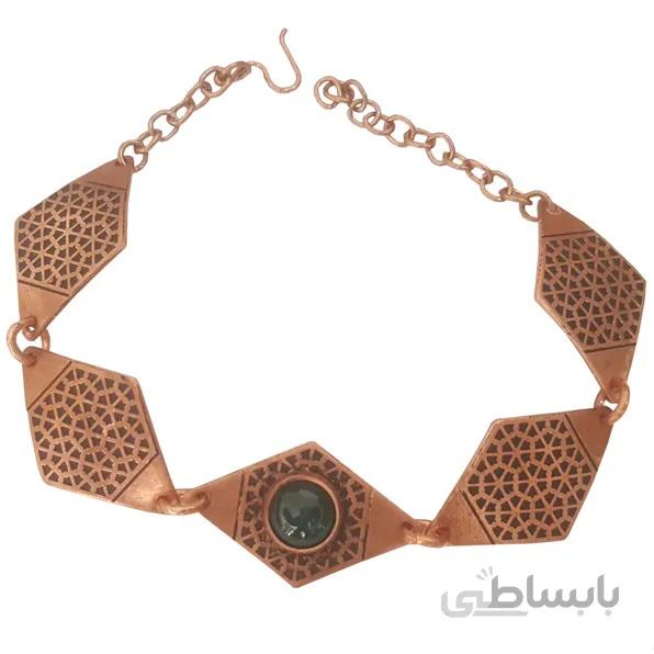 دستبند مسی شیک قطاری لوزی نگین دار کد jw126