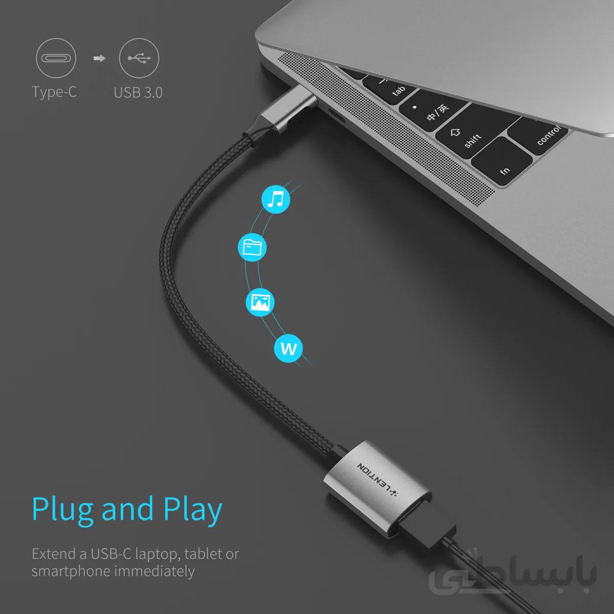 مبدلLENTION USB-C TO USB-A مدل C6