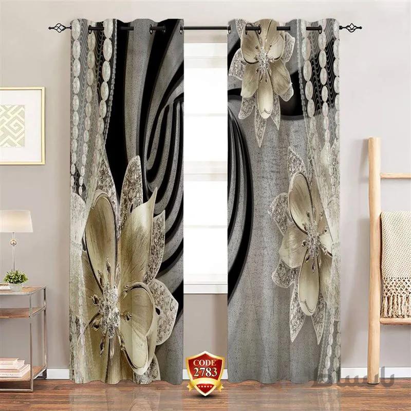 پرده پانچی کد 2783-3d-b طرح سه بعدی گل و تونل