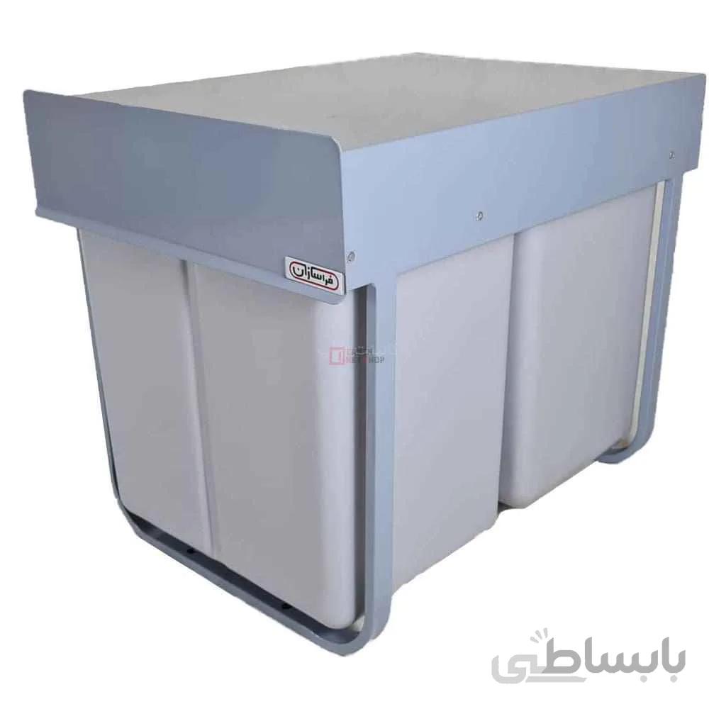 سطل زباله ریلی دوقلو درب فلزی فراسازان