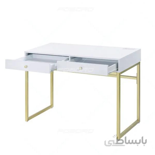 میز تحریر پایه استیل دو کشو مدل نیلو