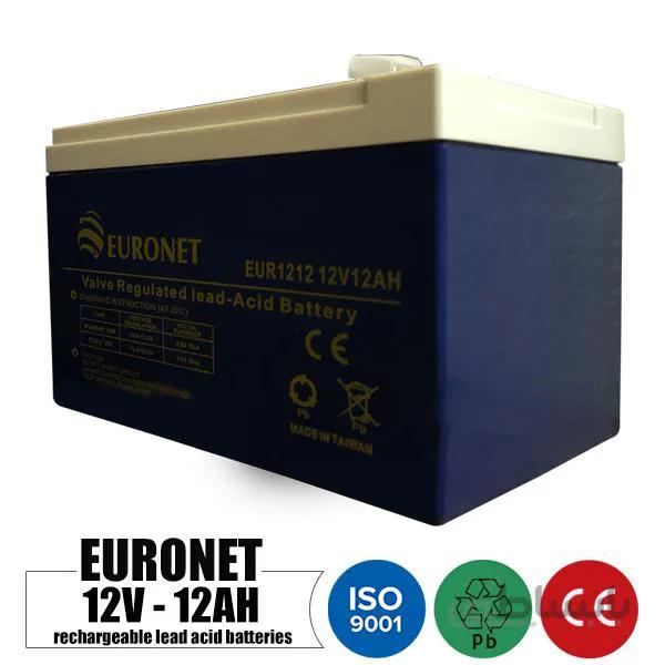 باتری یو پی اس 12 ولت 12 آمپر EURONET مدل EUR1212 ا Rechargeable battery 12 volt 12 Amps EURONET model EUR1212