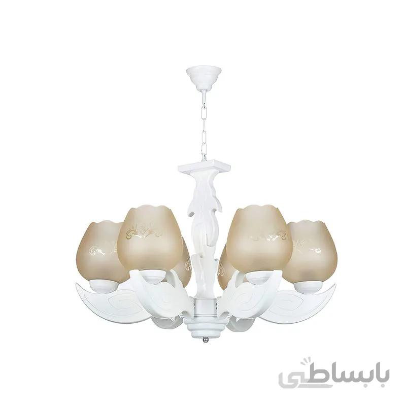 لوستر 6 شعله چشمه نور مدل G637/6-WT