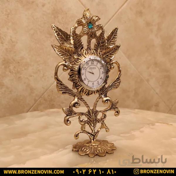 ساعت رومیزی برنزی طرح برگی