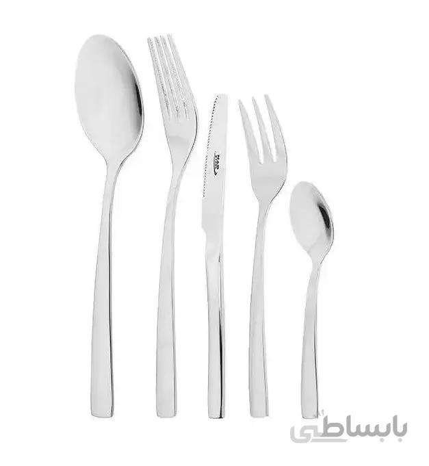 سرویس ۳۰ پارچه قاشق و چنگال مدل فلورانس ساده ناب استیل — تصویر 1