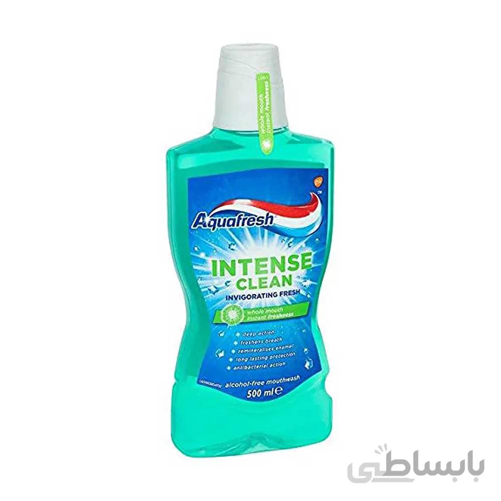دهانشویه بدون الکل آکوافرش مدل intense clean در حجم 500میلی لیتر ا Non-alcoholic mouthwash Aquafresh intense clean model 500ml