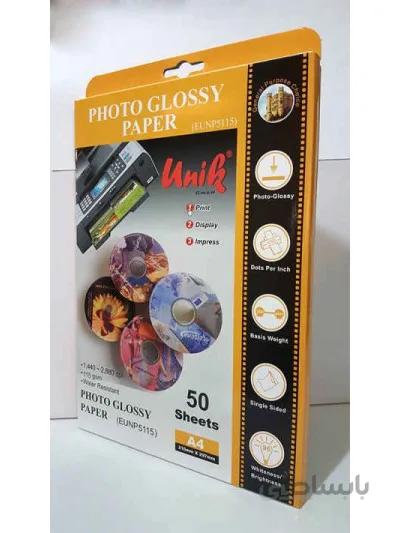 فتوگلاسه 115 گرم پشت چسبدار 50برگی A4 - Unik