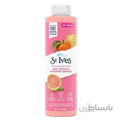 شامپو بدن لیمو صورتی و پرتقال ماندارین سینت ایوز / St .Ives Exfoliating Body Wash Pink Lemon & Mandarin Orange