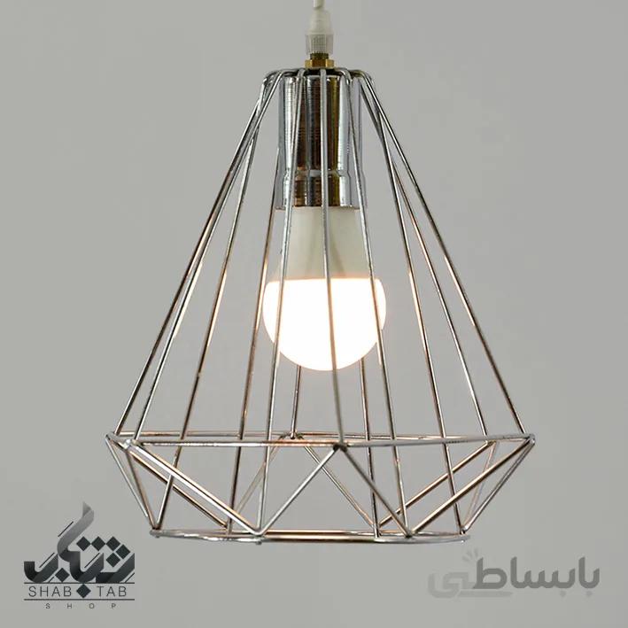 لوستر آویز مدرن تک شعله الماسی سایز 1 کروم