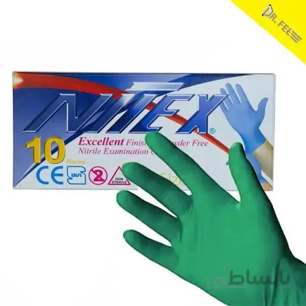 دستکش معاینه بدون پودر نیتریل نیتکس 10 عددی
