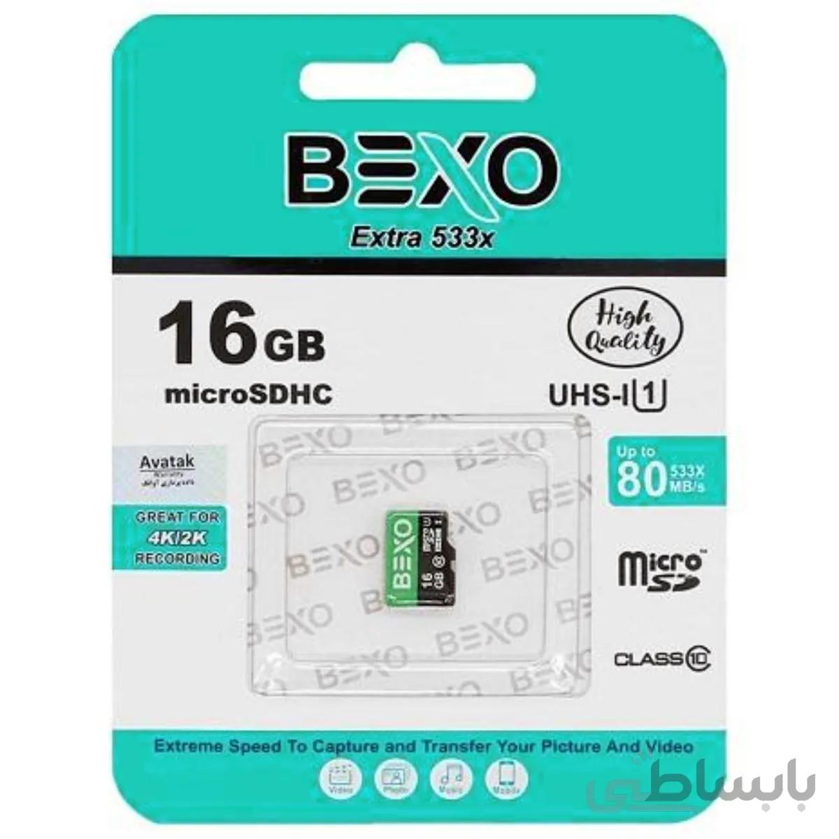 کارت حافظه microSDHC بکسو مدل Extra سرعت 80MBps ظرفیت 16 گیگابایت ا BEXO Extra 533X microSDHC UHS-I U1 Class10-80MB/s-16GB