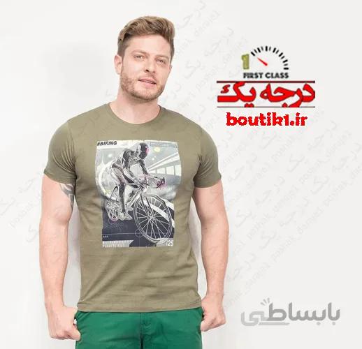تیشرت maxzone یقه گرد طرحدار سبز لجنی