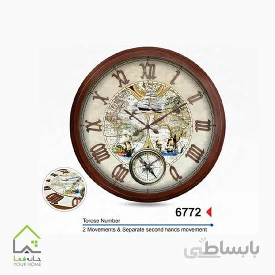 ساعت دیواری سه موتوره فانتزی با نمایش روز و شب 6772
