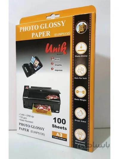 فتوگلاسه 130 گرم 100برگی A3 - Unik