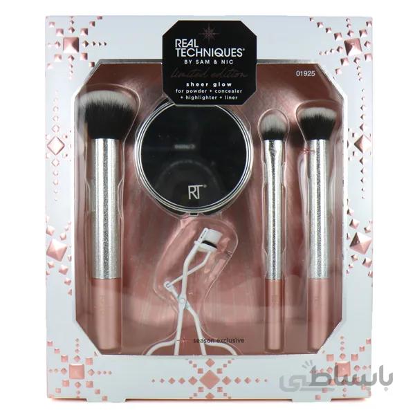 ست براش آینه و فرمژه ریل تکنیک Real Techniques مدل sheer glow | تولید محدود و ویژه هدیه ا Real Techniques Sheer Glow Limited Edition Set 5pc