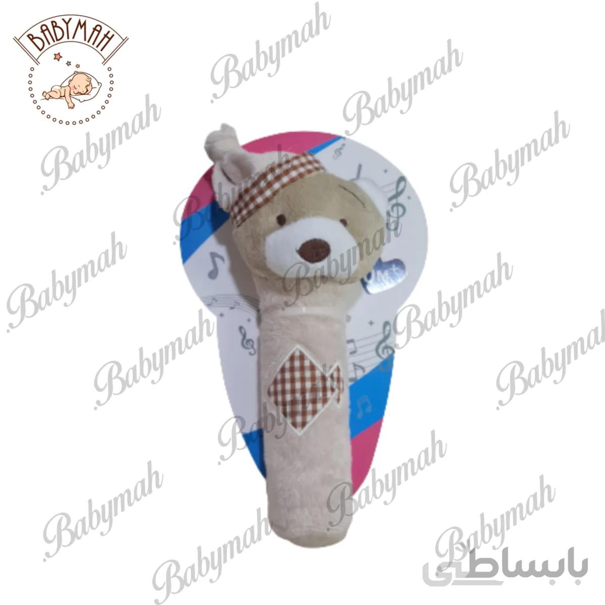 جغجغه نوزاد مدل خرسی بیبی ماه رنگ کرم