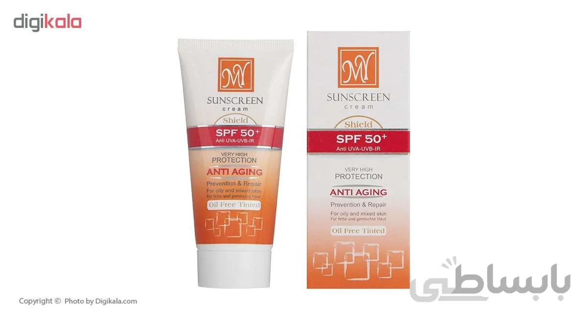 کرم ضد آفتاب ضد چروک فاقد چربی شیلد مای SPF50+ ا MY Sunscreen Tinted Cream Anti Aging Oil Free Shield SPF50+