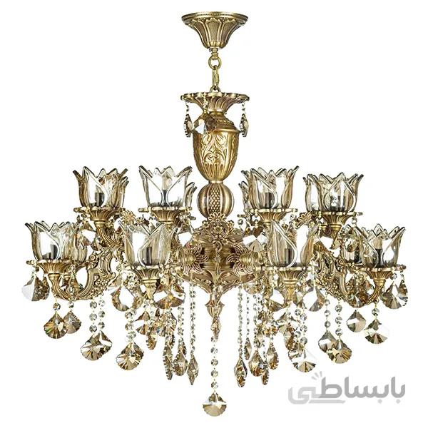لوستر ۱۶ شعله چشمه نور کد S3515/8+8-AO آنتیک