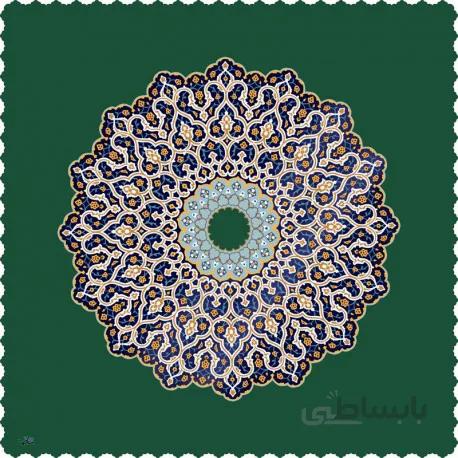 رومیزی مخمل مربع شمسه سبز سیر