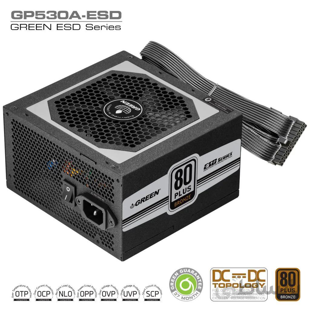 پاور گرین سری ESD مدل GP530A-ESD با توان 530 وات ا GP530A-ESD 80Plus Bronze Power Supply