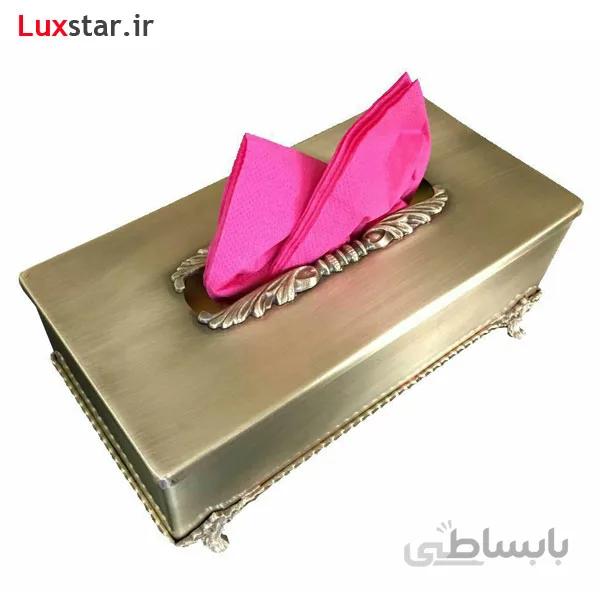 جعبه دستمال کاغذی برنجی ایران کادو مدل 614b ا Irankado B614 Brass Tissue Box