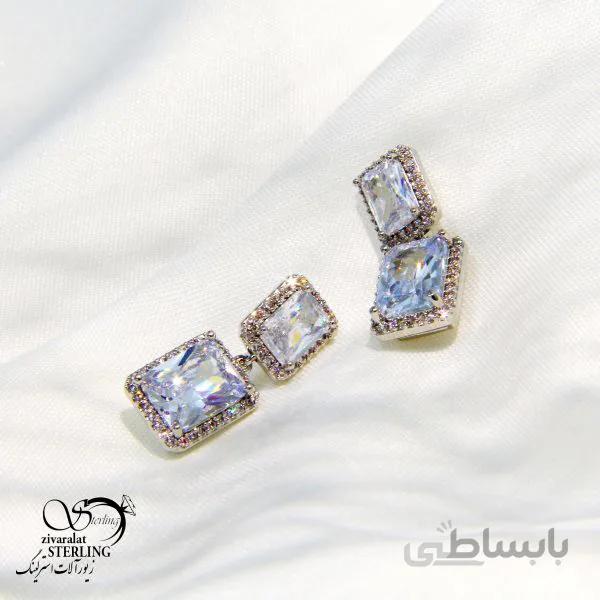 گوشواره آویز طرح جواهر مستطیلی