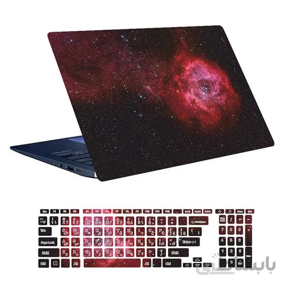 اسکین لپ تاپ طرح Space کد ۹۰ به همراه استیکر کیبورد