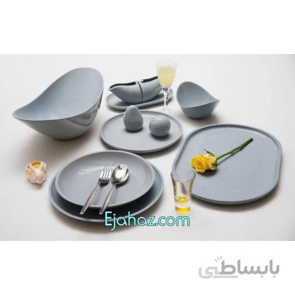 سرویس غذاخوری 31 پارچه چینی سرامیک رنگی طوسی تیره اوست
