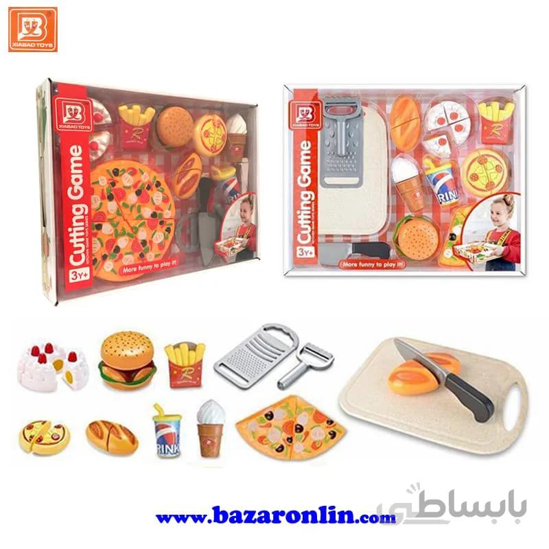 ست بزرگ اسباب بازی فست فود برشی Cutting Game