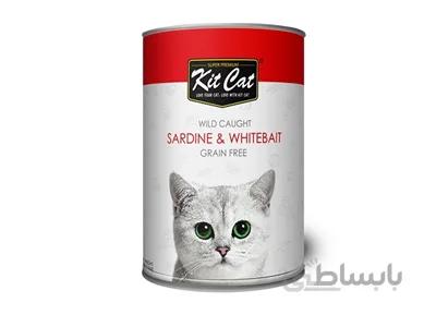 كنسرو KitCat مخصوص گربه تهیه شده از ماهی وایت بیت و ماهی ساردین - 400 گرم