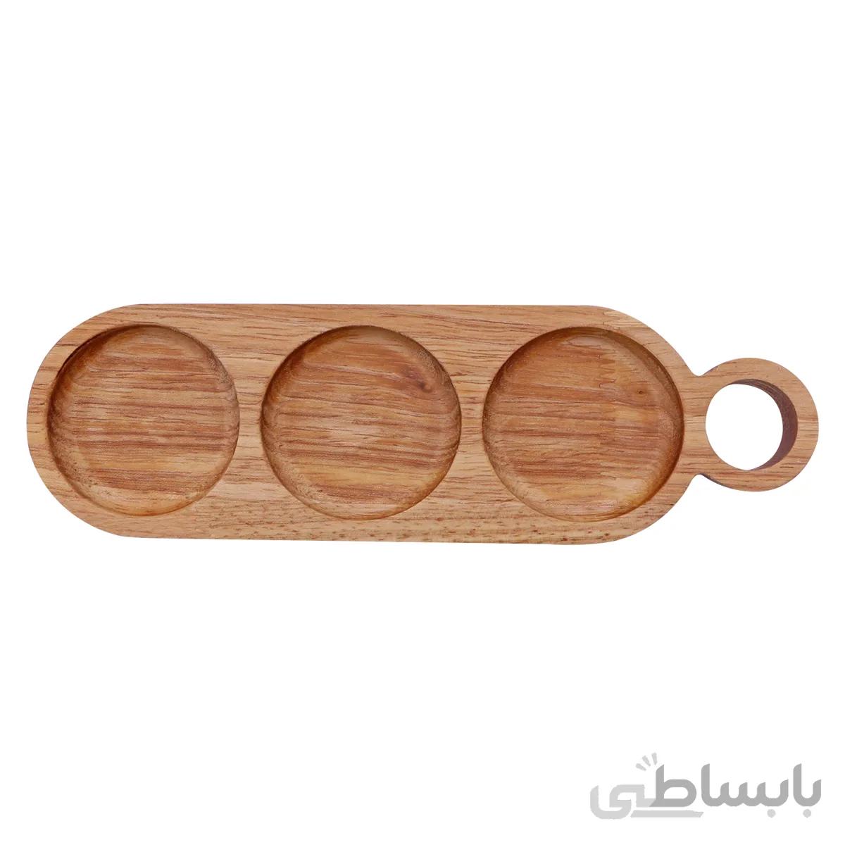 ظرف مزه چوبی مدل 3 خانه حلقه دار