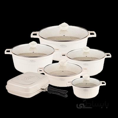 سرویس قابلمه دایکاست 15 پارچه کرم نالینو