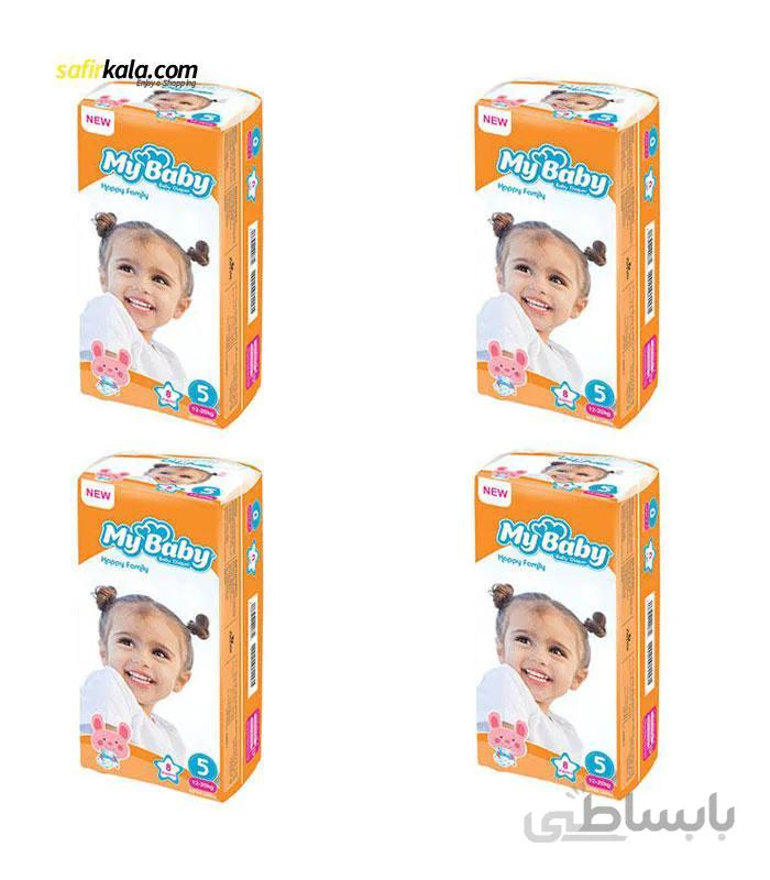 پوشک بچه مای بیبی مدل Happy Family سایز ۵ بسته ۸ عددی مجموعه ۴ عددی