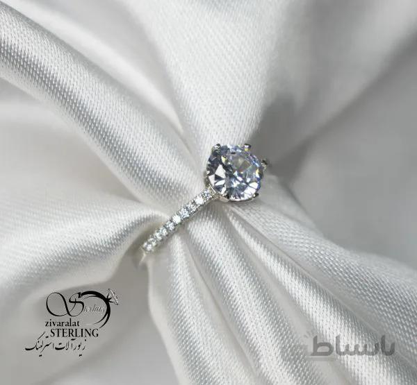 انگشتر تک نگین نقره زنانه کد 180677